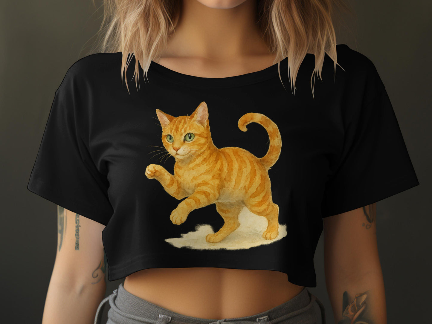 Cute Orange Tabby Cat Art Print Crop Top product
