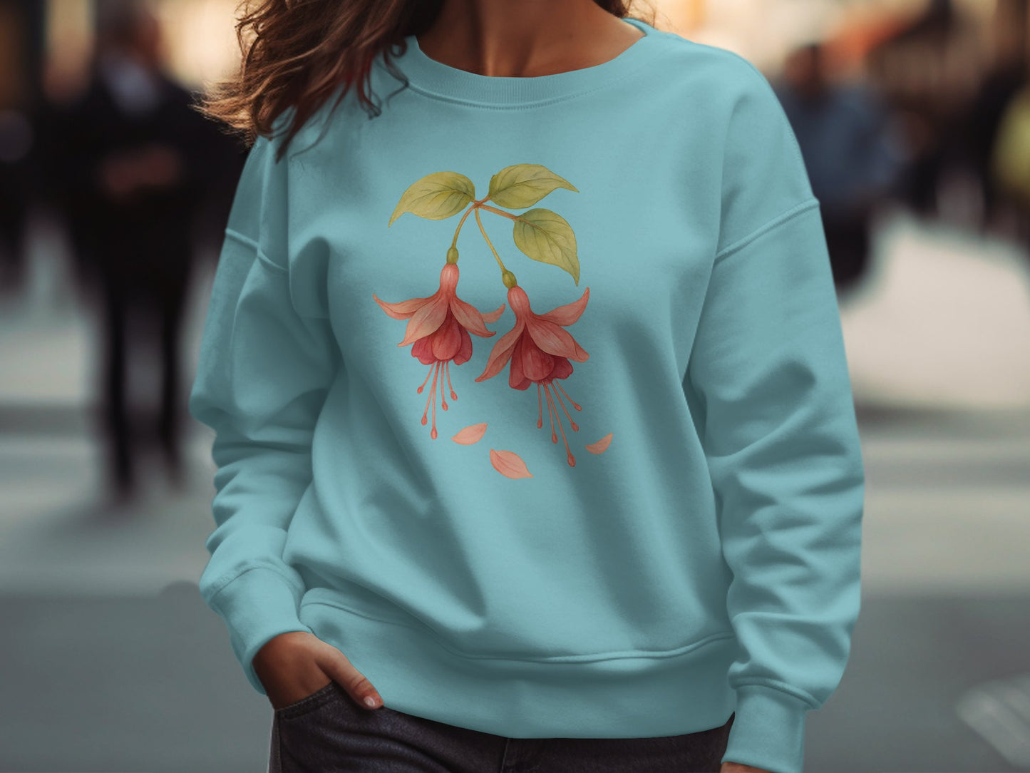 Fuchsia Flower Patterned Cozy Sweatshirt product type