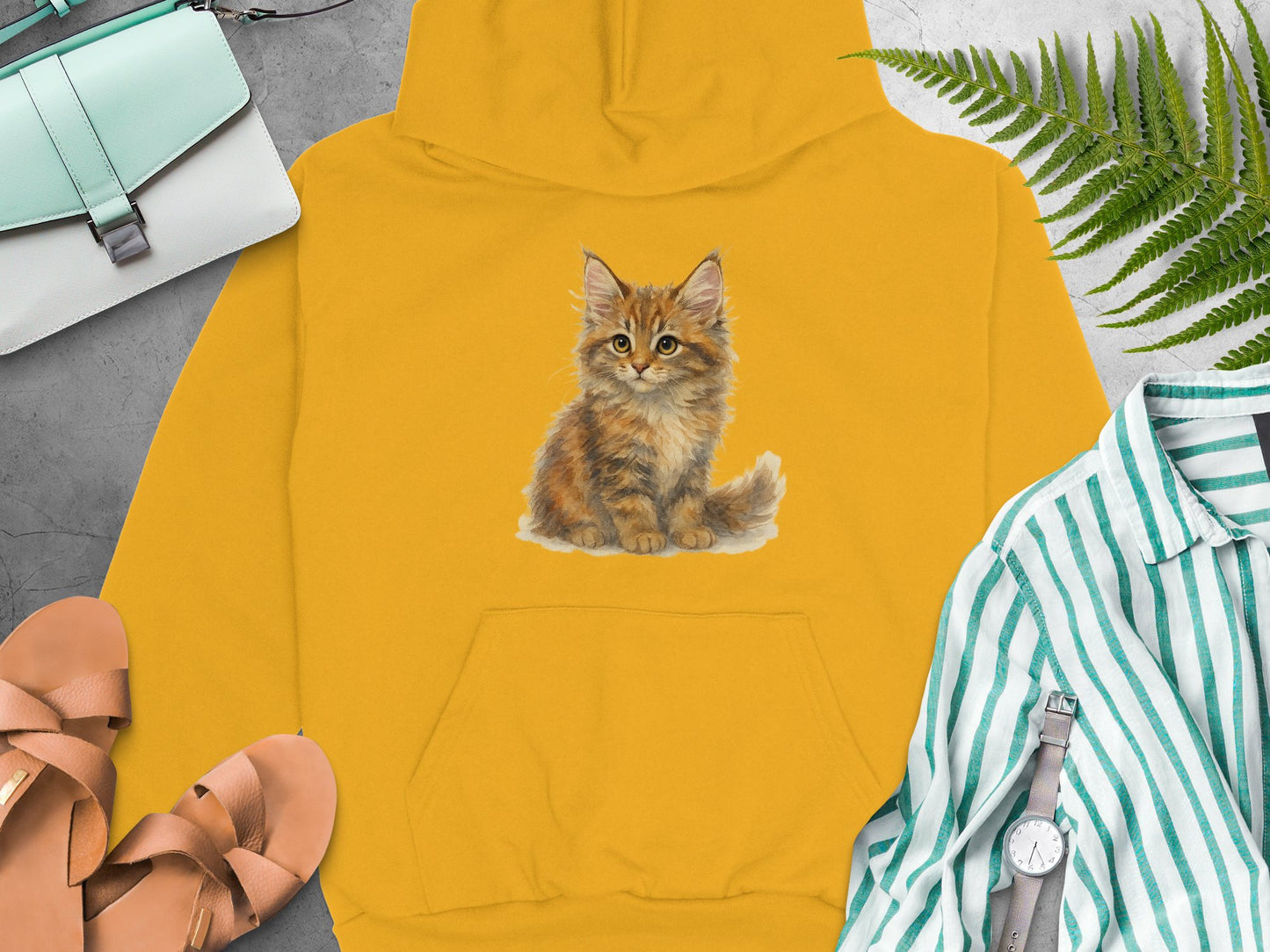 Cute Kitten Printed Hoodie Ideal for Casual Wear product