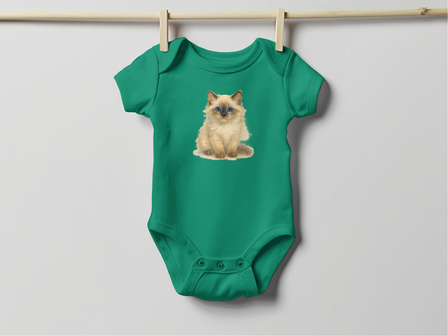 Cute Kitten Print Green Baby Onesie product type