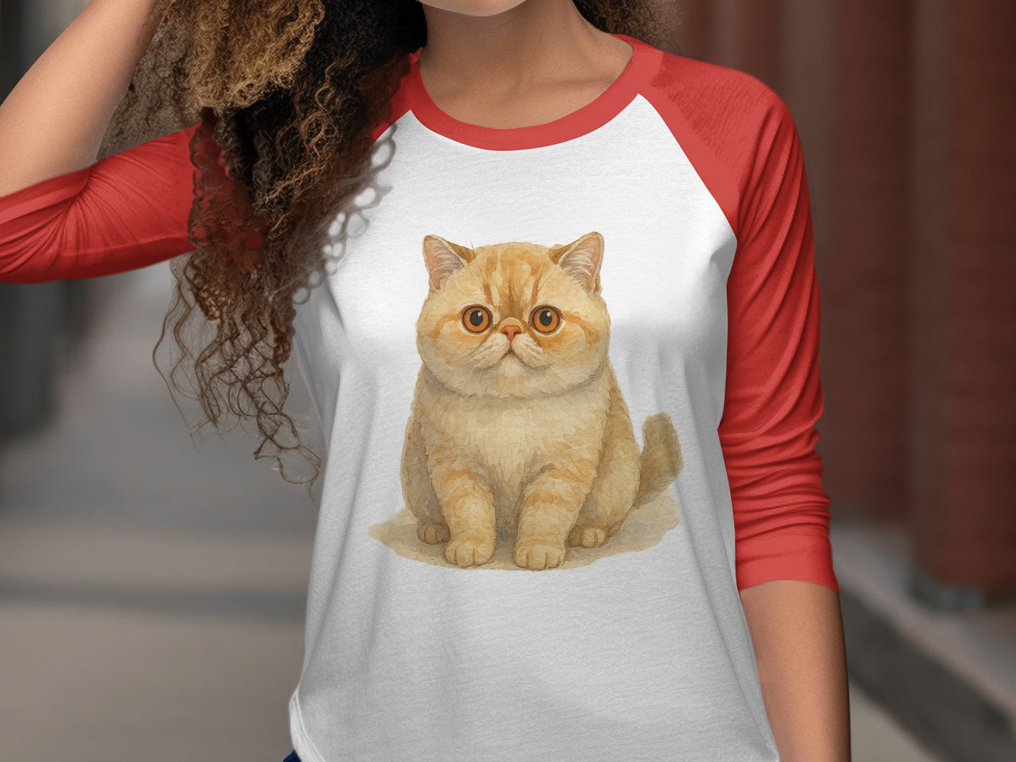 Cute Orange Cat Print Three Quarter Sleeve Shirt product type
