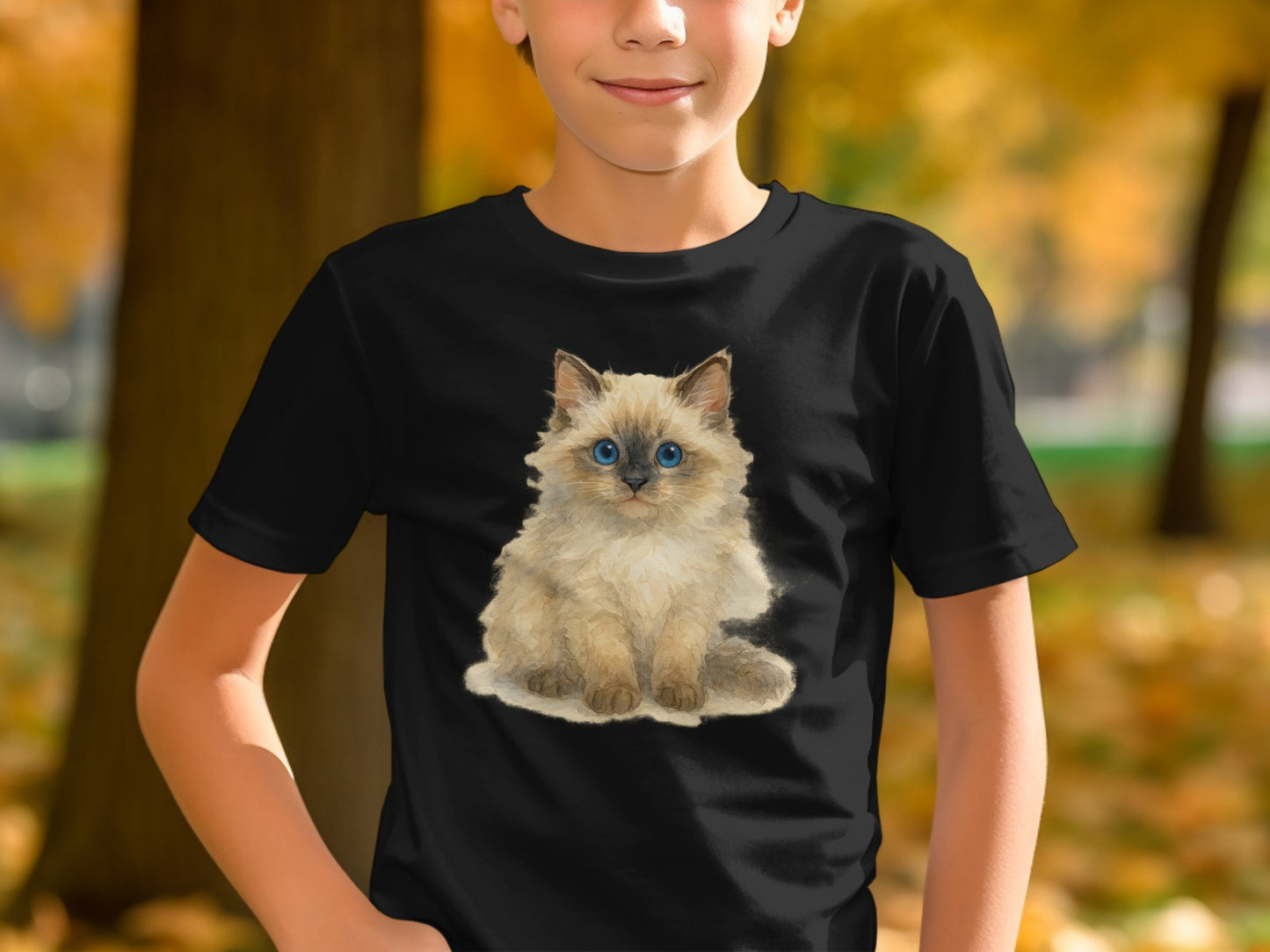 Adorable Blue-Eyed Fluffy Kitten Graphic T-Shirt product