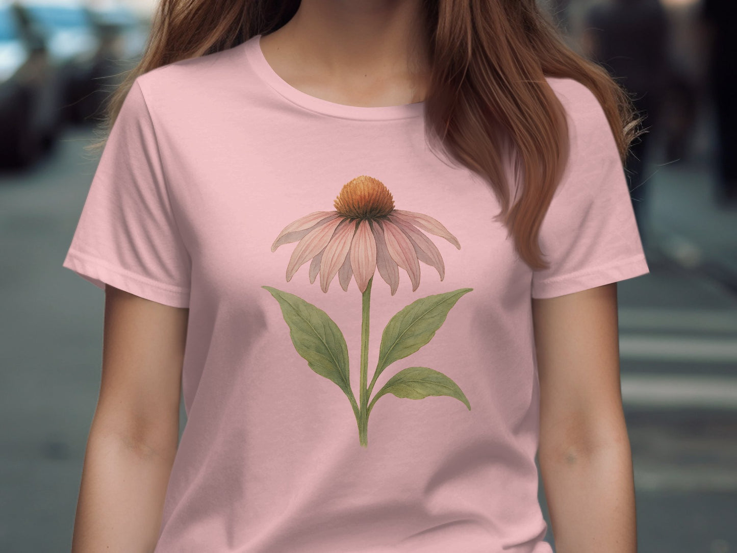 Pink T-shirt with Illustrated Flower Design product type