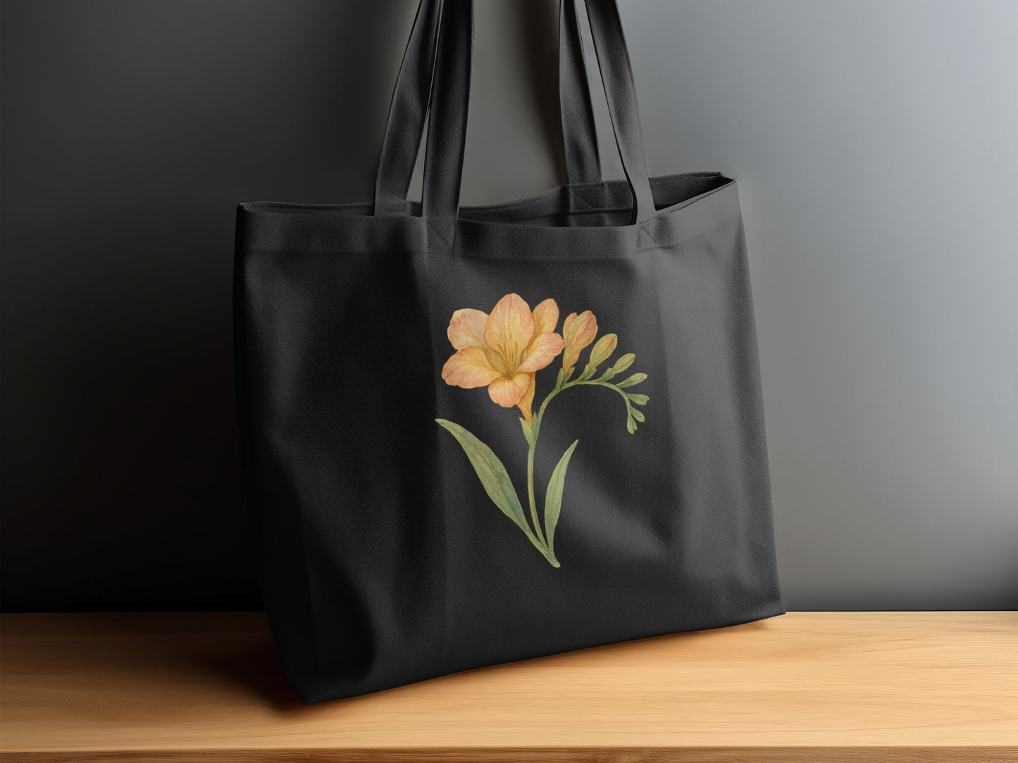 Elegant Floral Design Black Tote Bag product type
