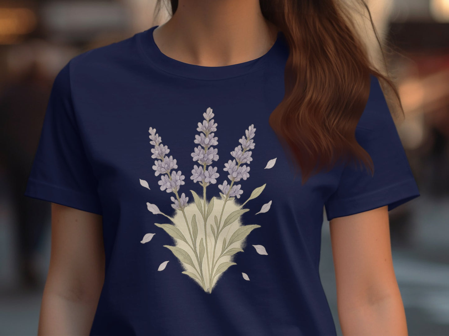 Elegant Floral Design Navy Blue Women's T-Shirt product