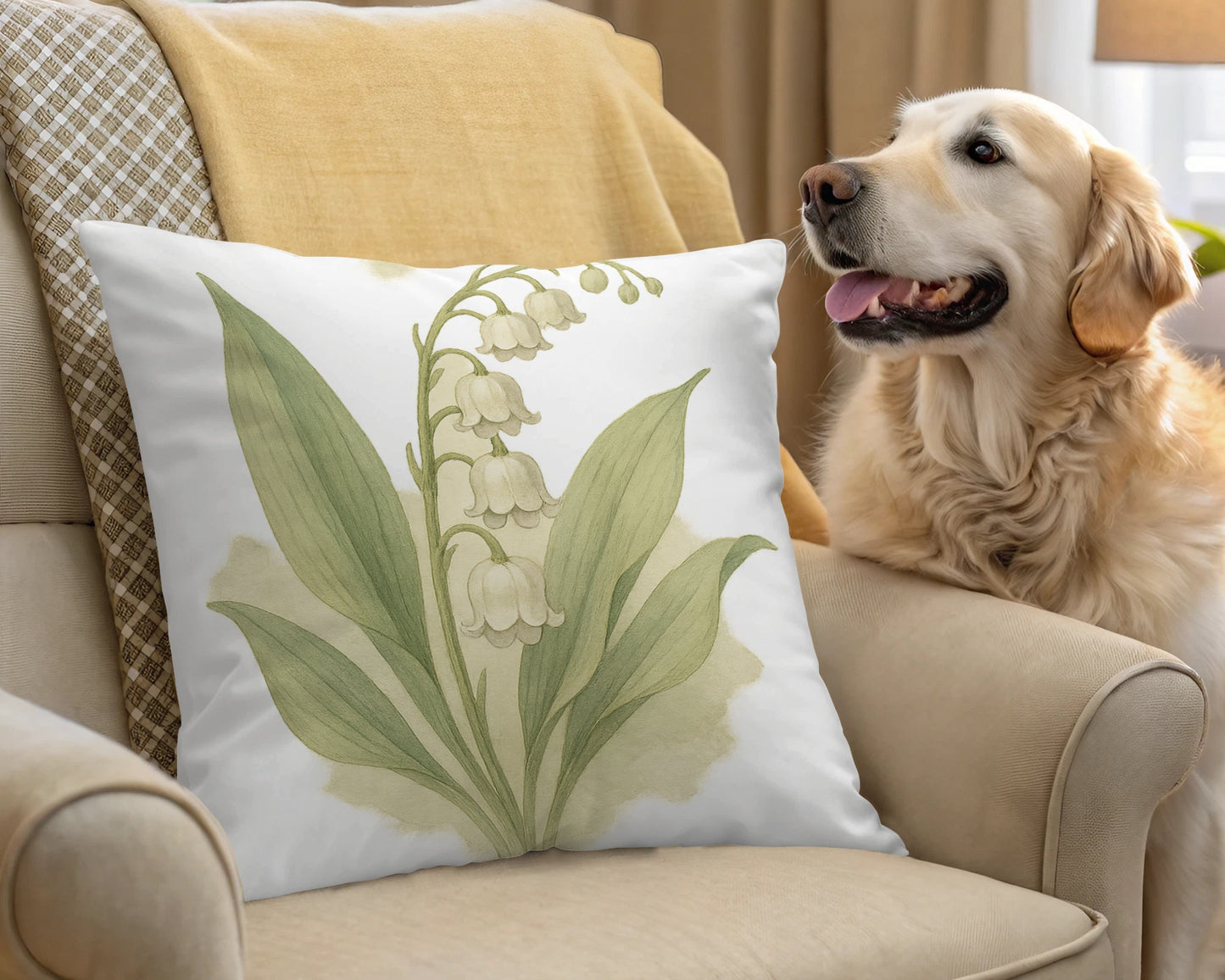 Floral White and Green Throw Pillow Home Decor product