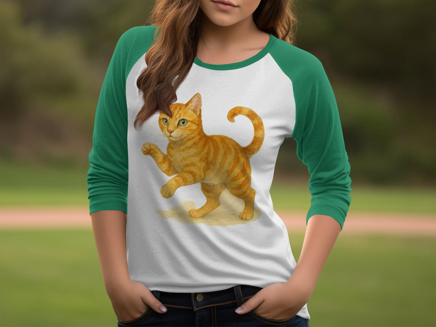 Playful Orange Cat Baseball Shirt product type