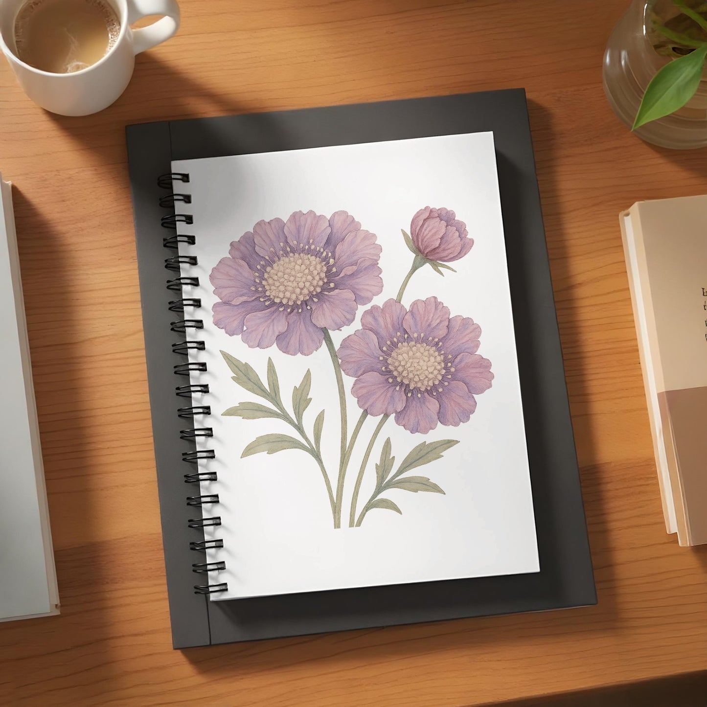 Purple Flower Illustration Spiral Notebook product