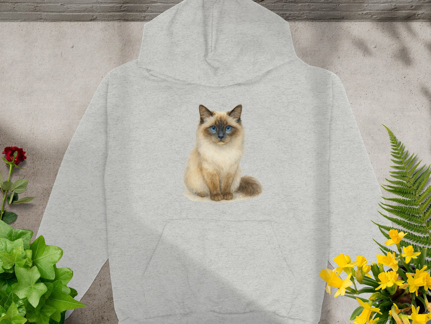Cute Siamese Cat Print Gray Hoodie product type