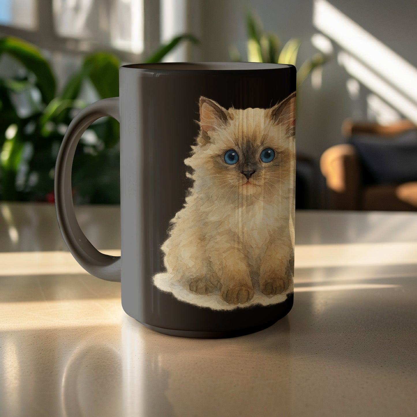 Cute Fluffy Kitten Design on Coffee Mug Product Type