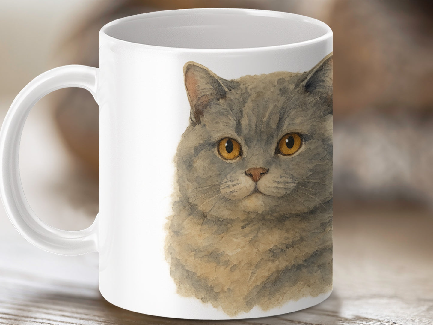 Charming Gray Cat Illustration Coffee Mug product type