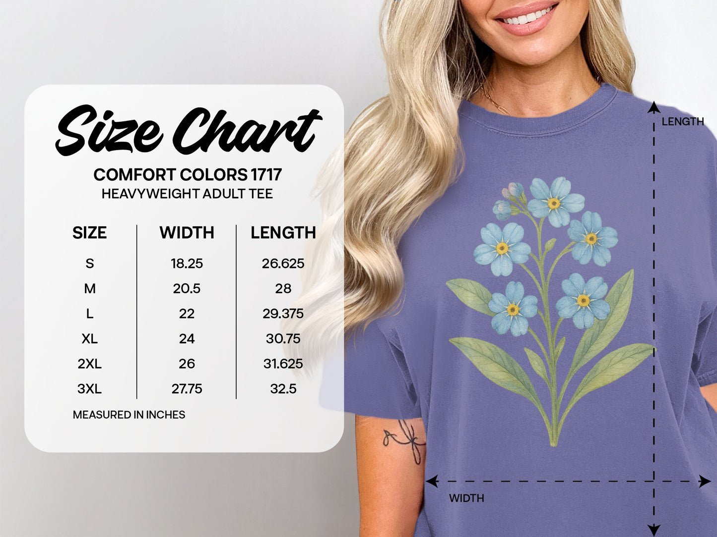 Floral Blue Short Sleeve T-shirt Casual Comfortable product