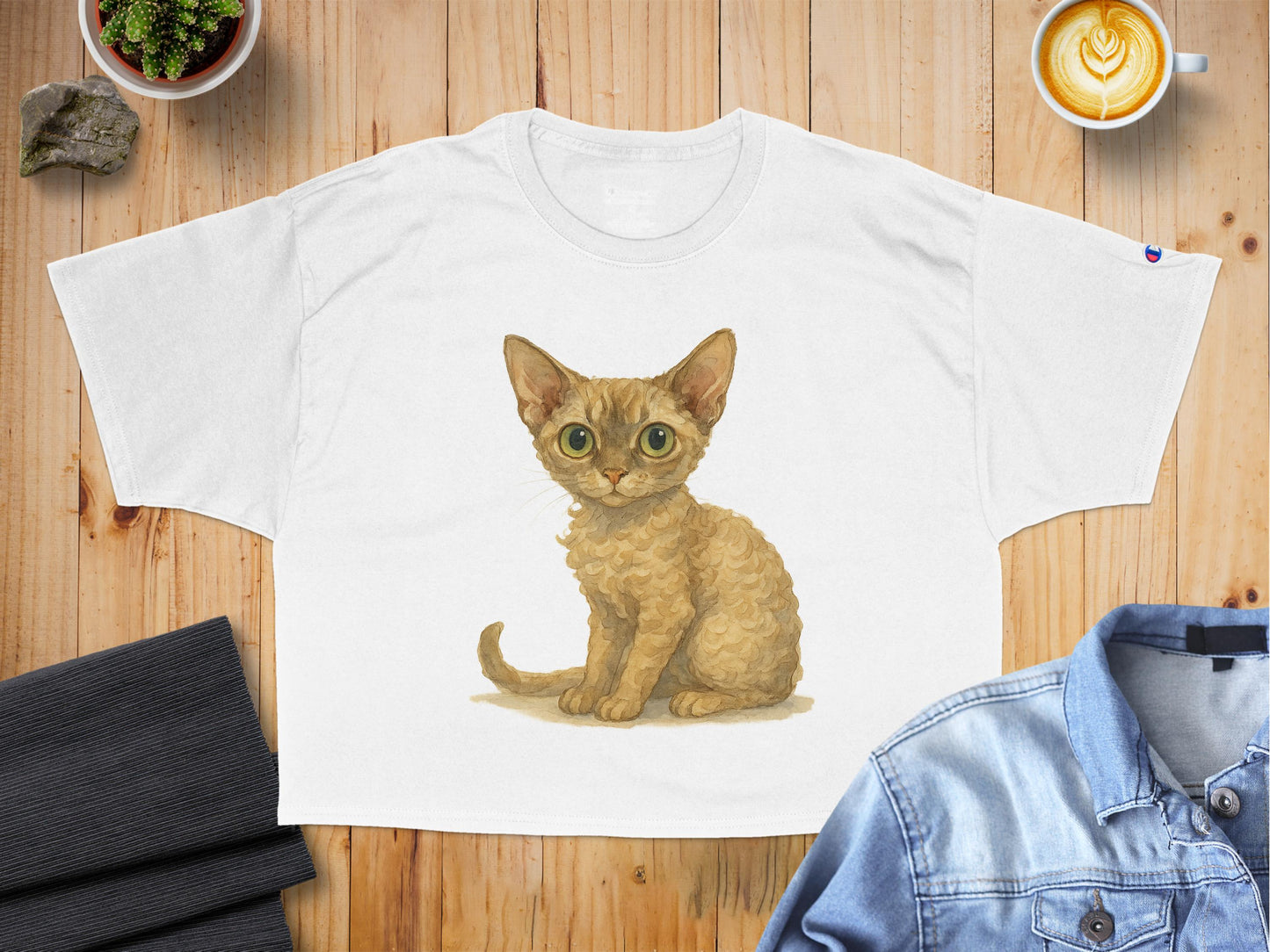 Cute Kitten with Big Eyes Printed on White Shirt product type