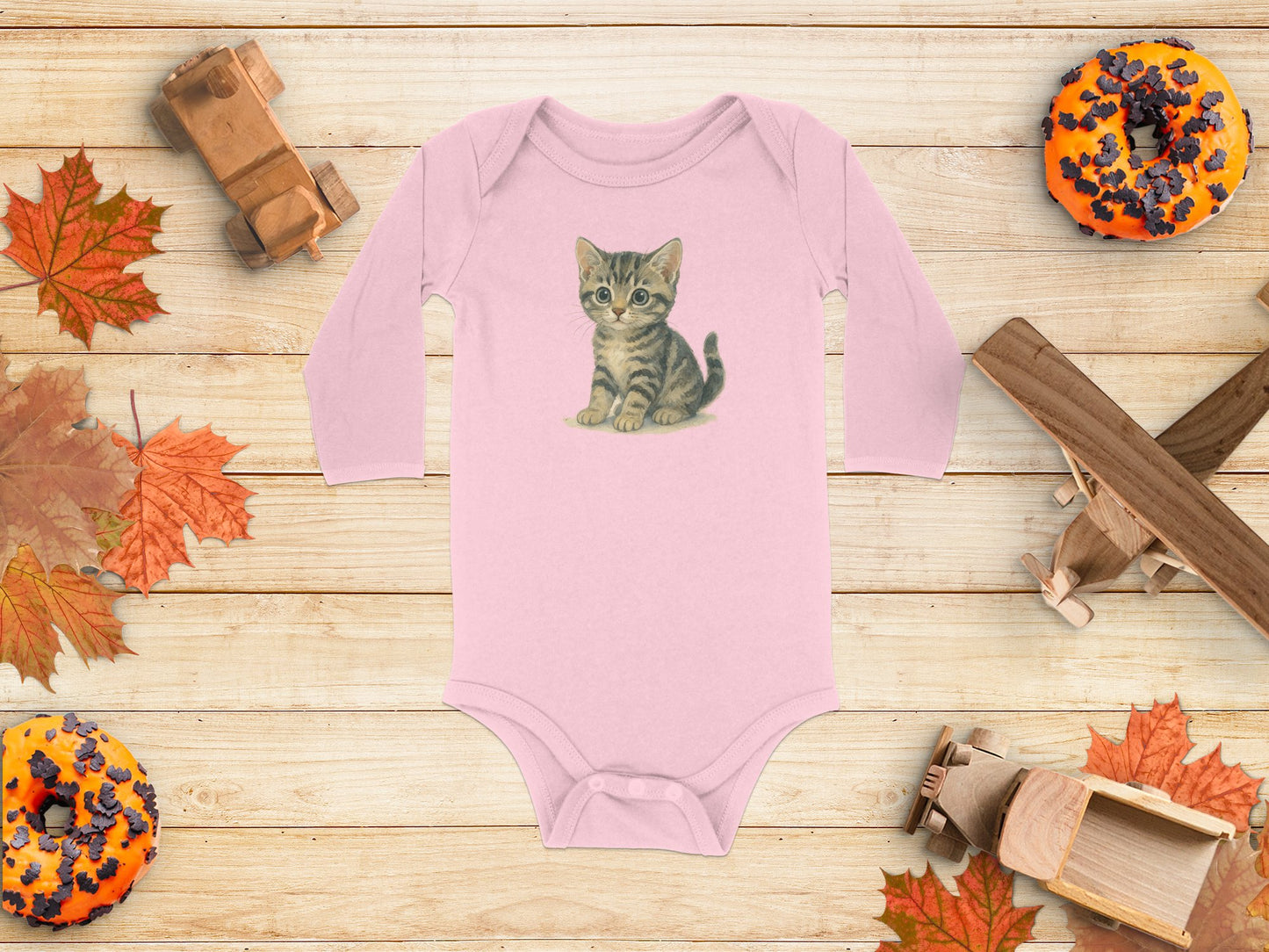 Adorable Cat Print Baby Onesie Long Sleeve product type