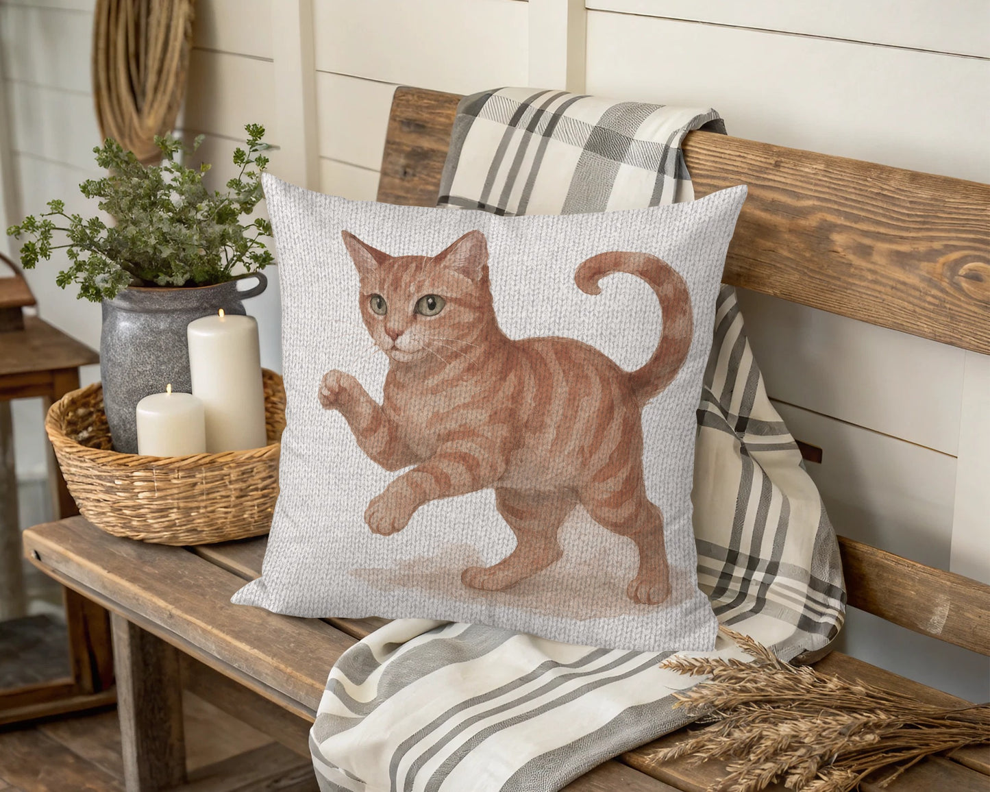Decorative Pillow with Playful Cat Design product