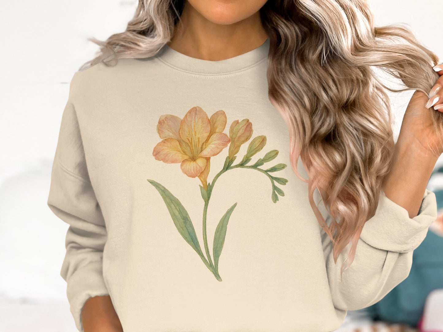 Soft Floral Graphic Beige Sweatshirt product type