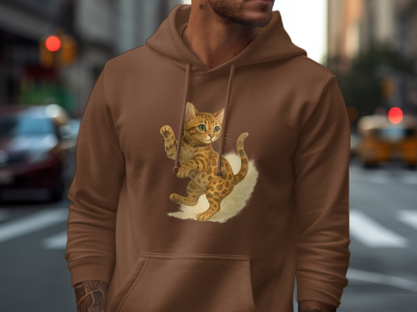 Brown Hoodie with Playful Cat Design hoodie product