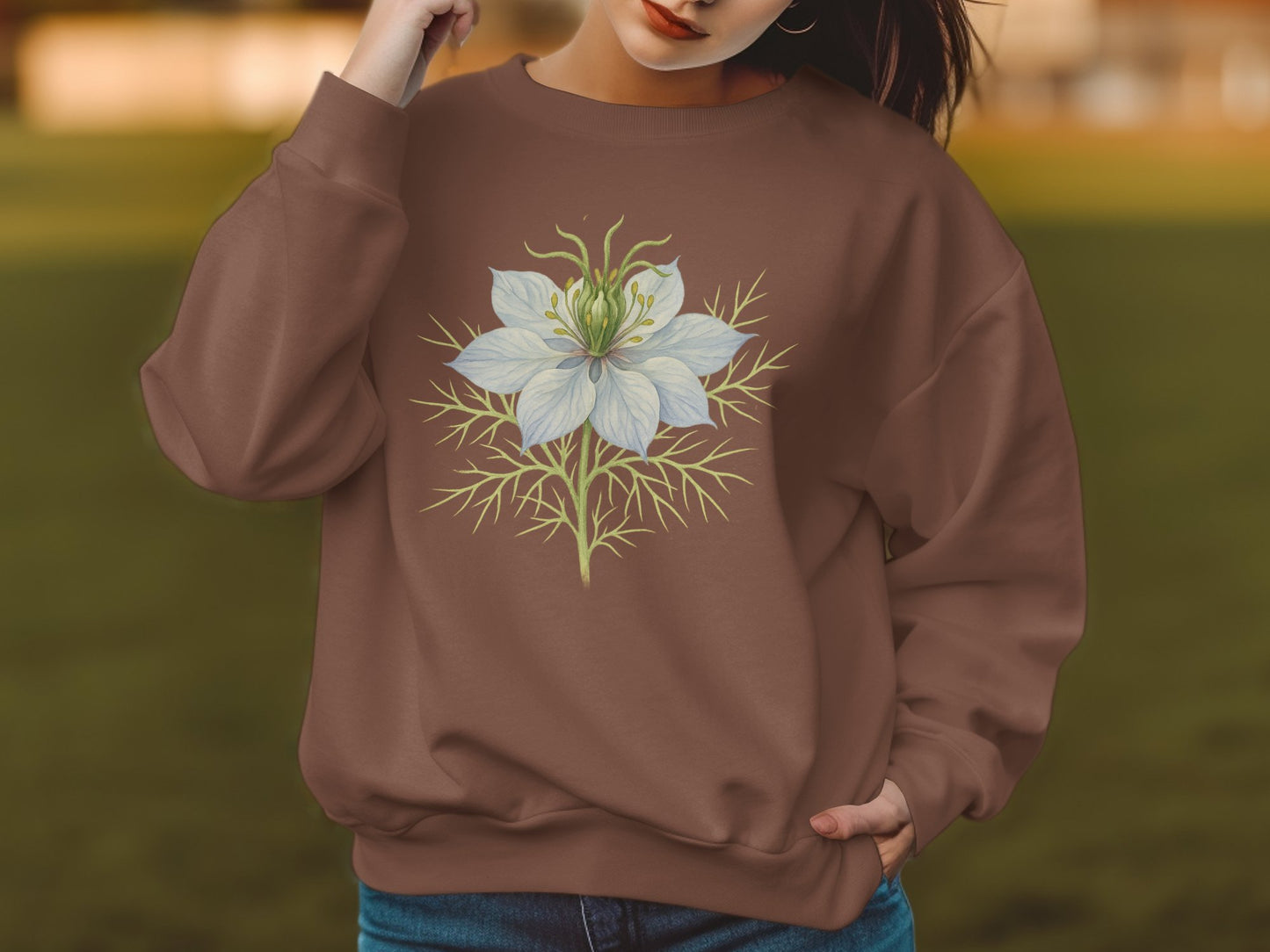 Beautiful Floral Design Brown Sweatshirt product