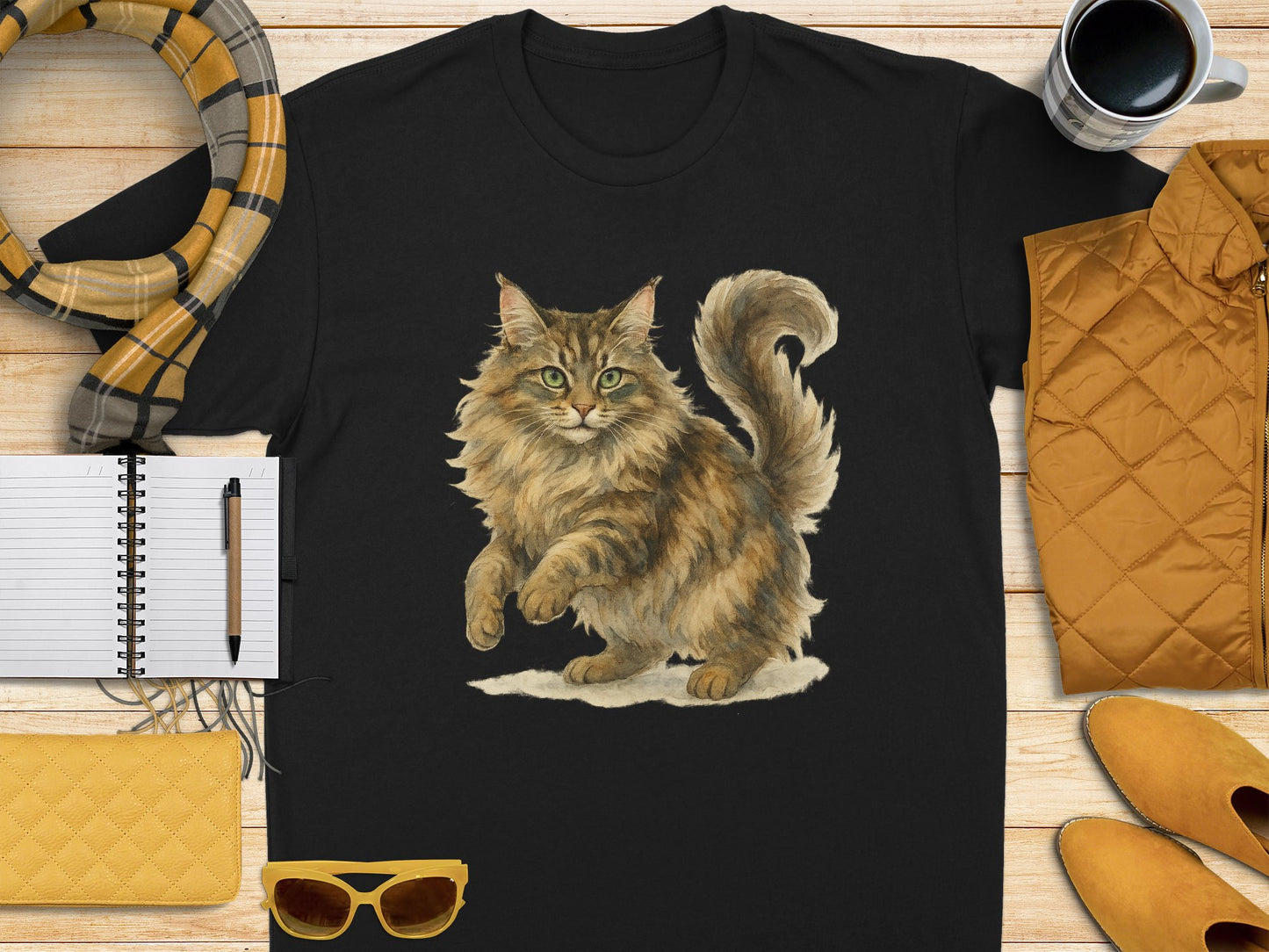 Fluffy Maine Coon Cat Print Unisex T-Shirt product