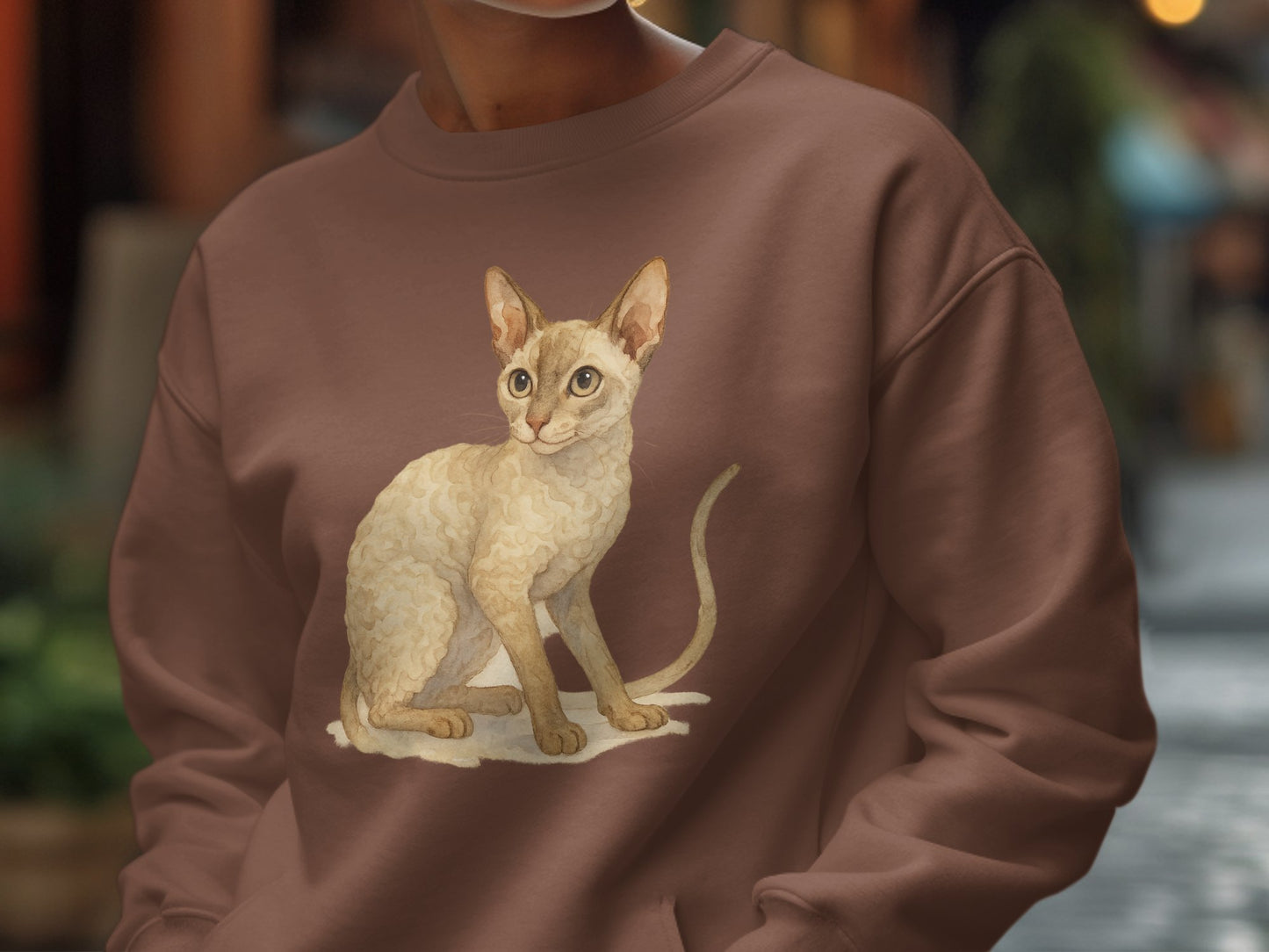 Artistic Cat Design Brown Sweatshirt product type