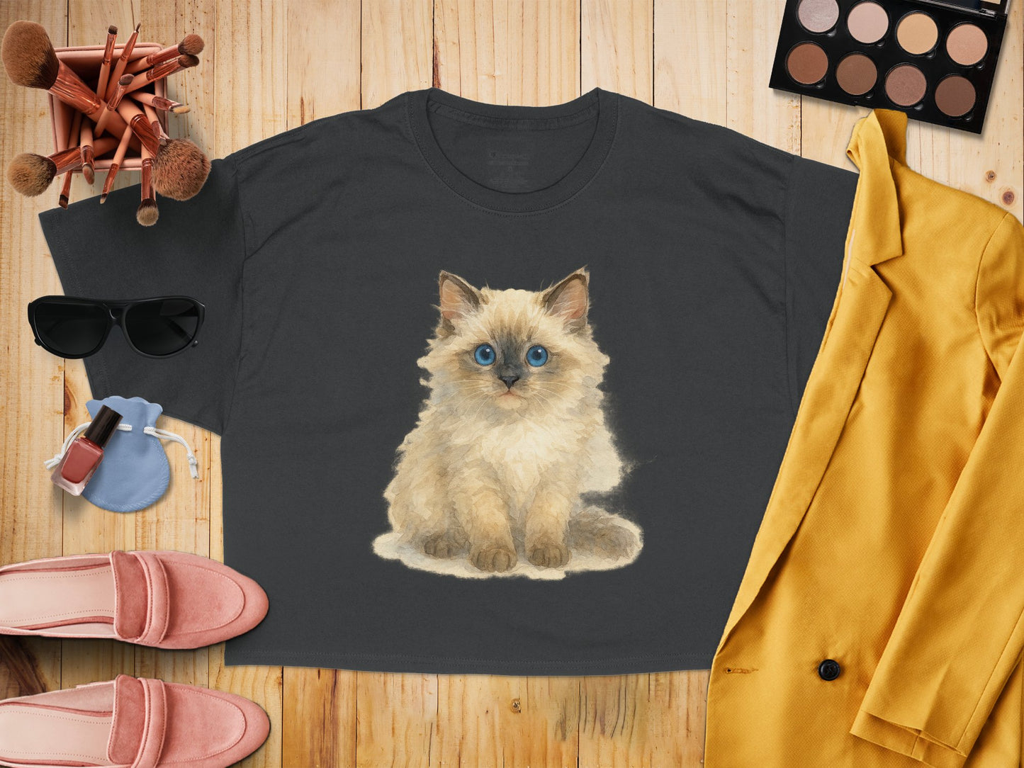 Cute Kitten Graphic Print Women's Shirt product type