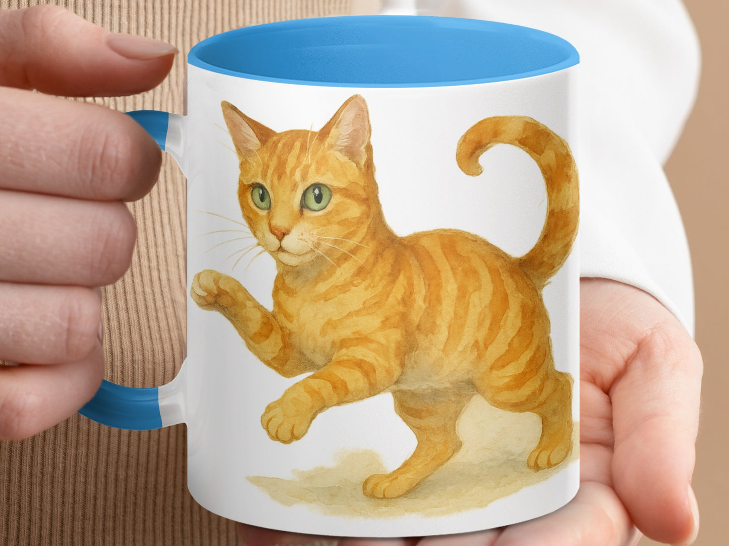 Adorable Orange Cat Art Mug for Cat Lovers Product