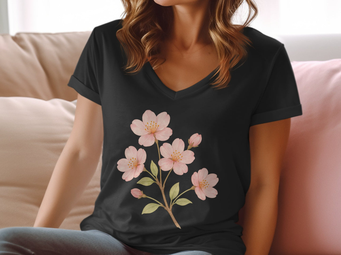Lovely Cherry Blossom Print Women's T-Shirt product type