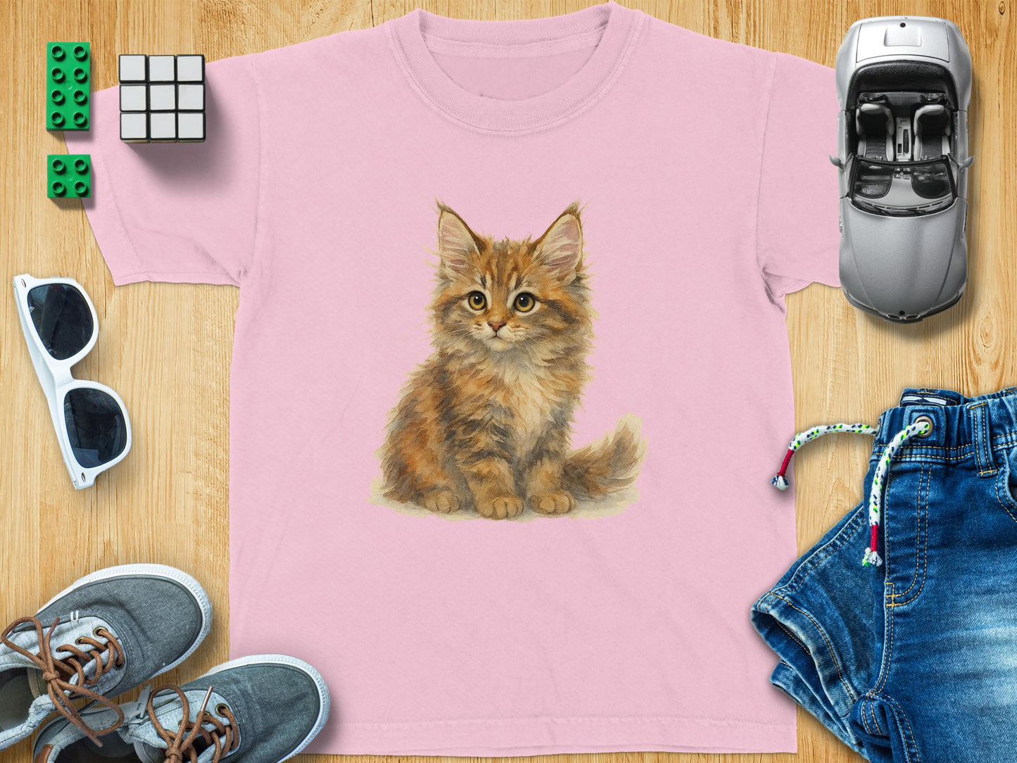 Adorable Maine Coon Kitten Print on Stylish T-shirt product type