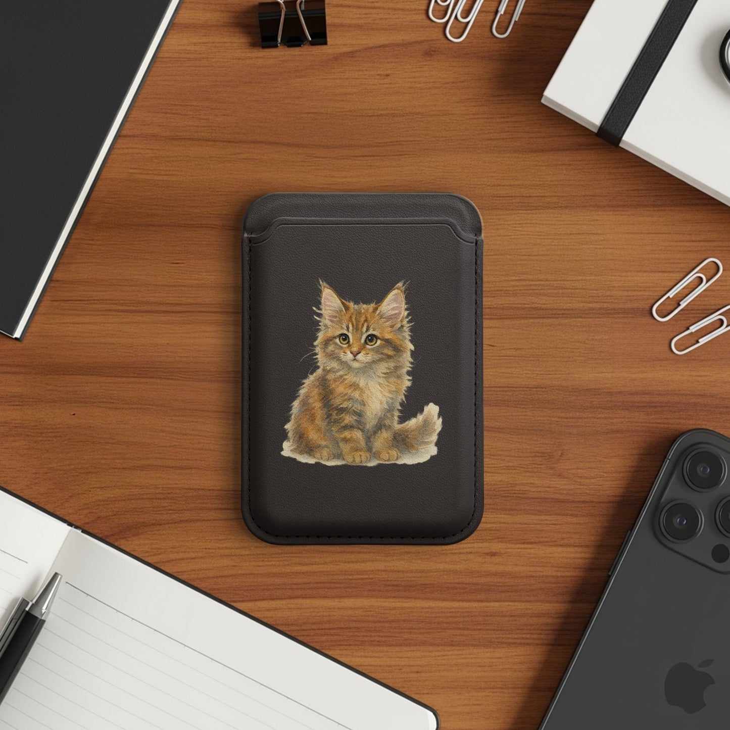 Cute Fluffy Kitten Print Wallet Phone Card Holder product