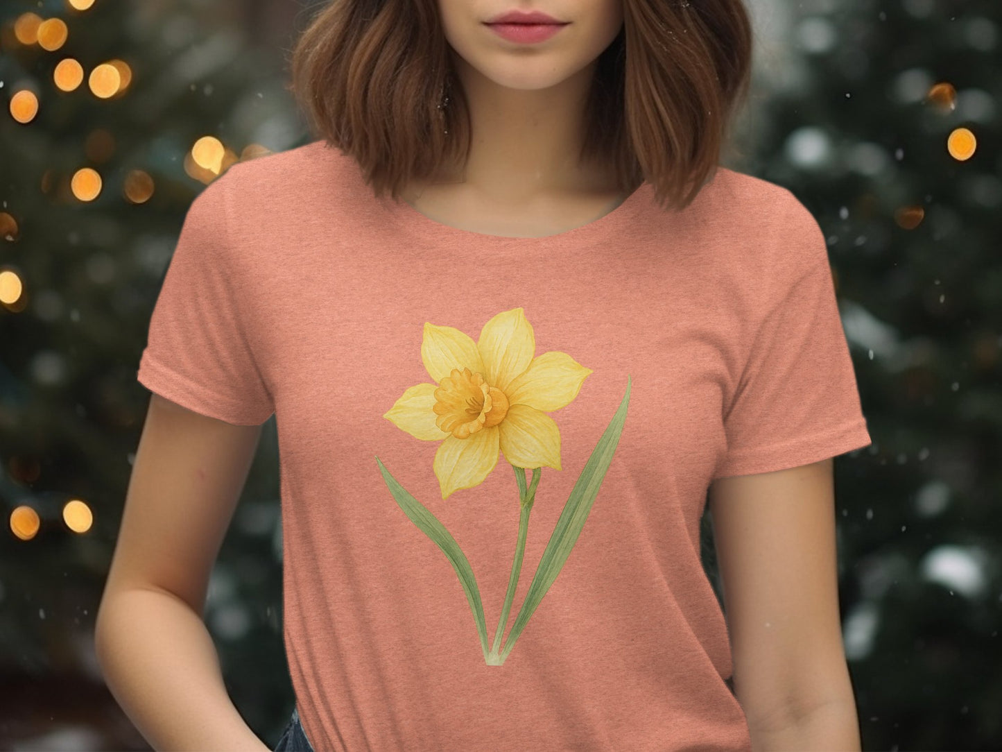 Floral Daffodil Graphic Tee for Women Casual Product