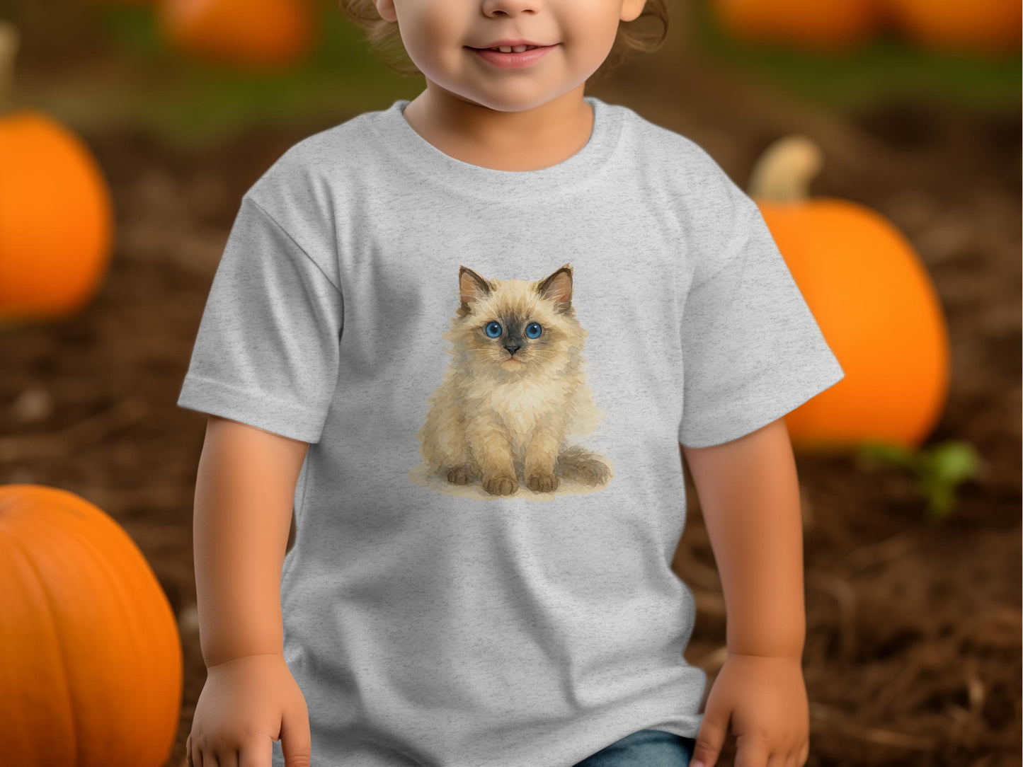 Cute Fluffy Kitten Graphic on Kids T-Shirt Product