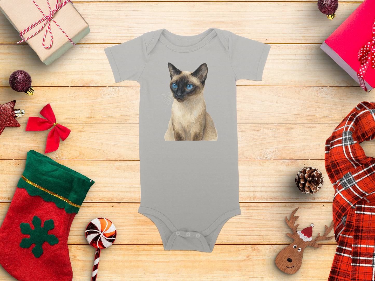 Cute Siamese Cat Print Baby Onesie Holiday Gift product type