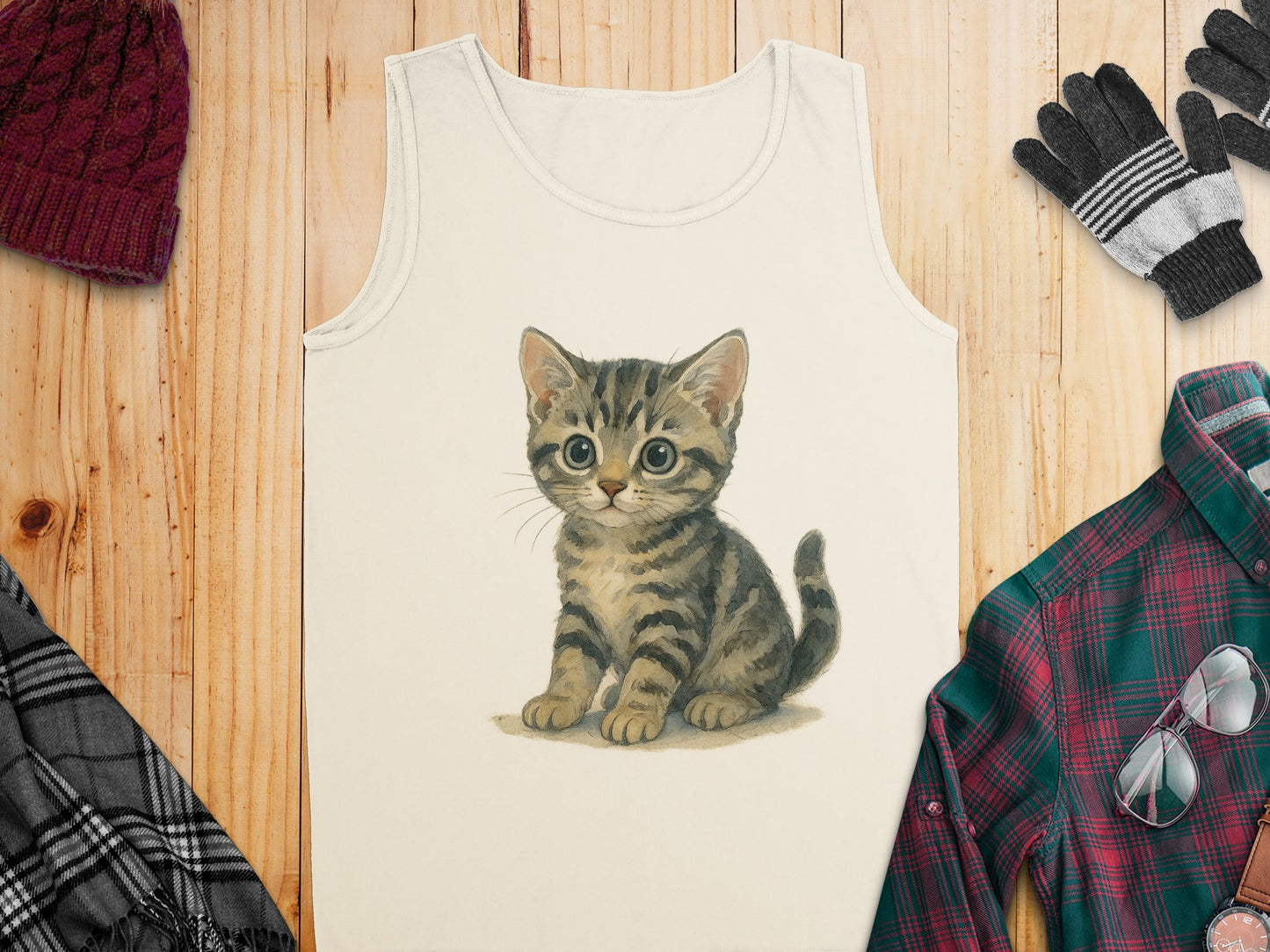 Adorable Kitten Print Tank Top Cute Cat Lover Product