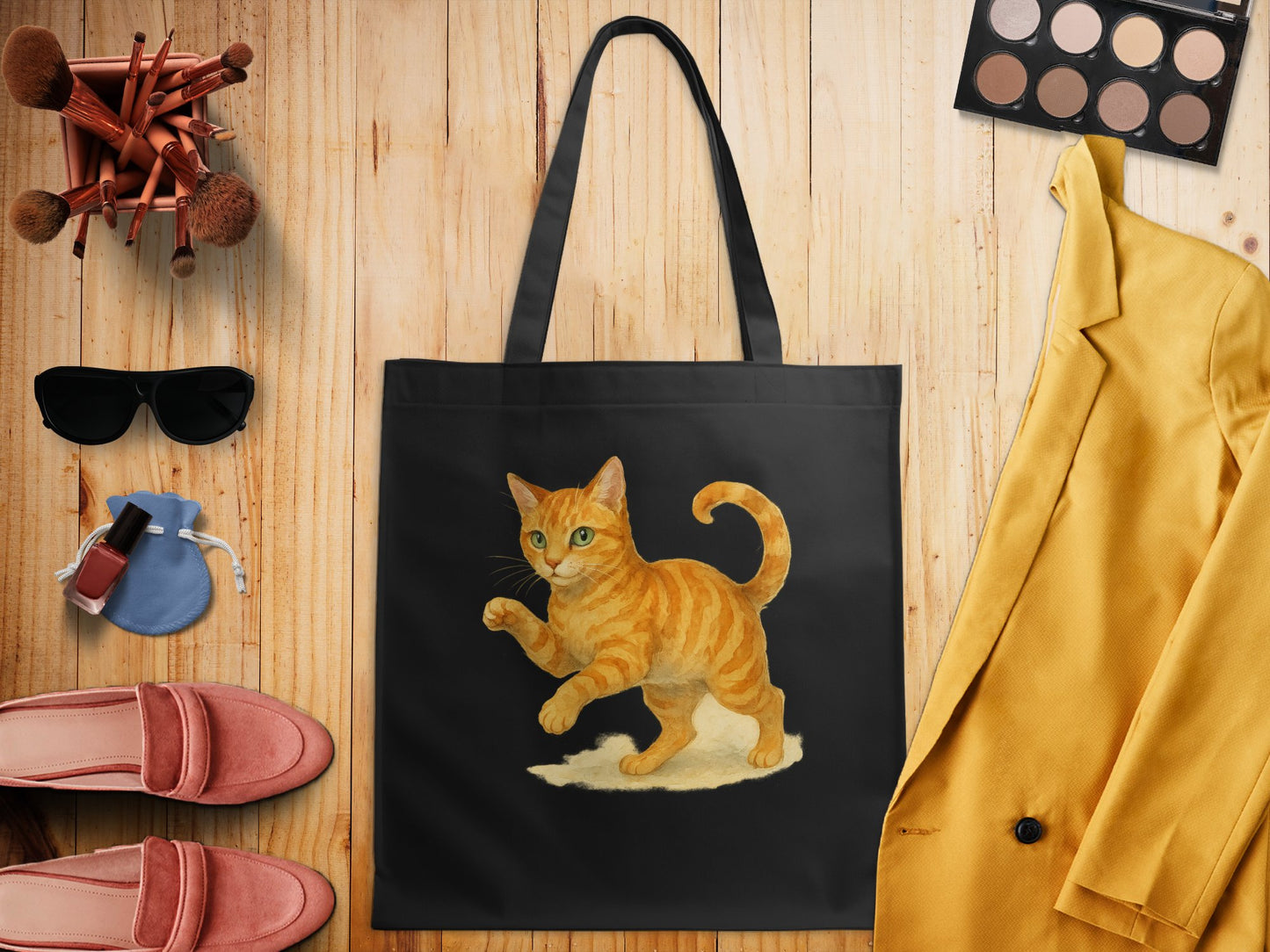 Stylish Tote Bag with Cat Painting Design product type