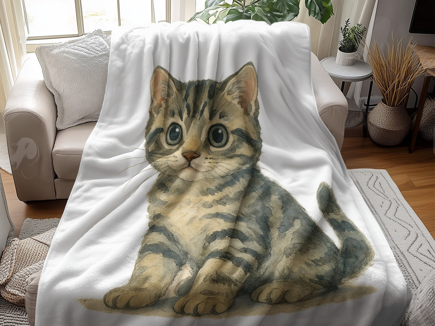 Cute Kitten Illustrated Cozy Blanket product
