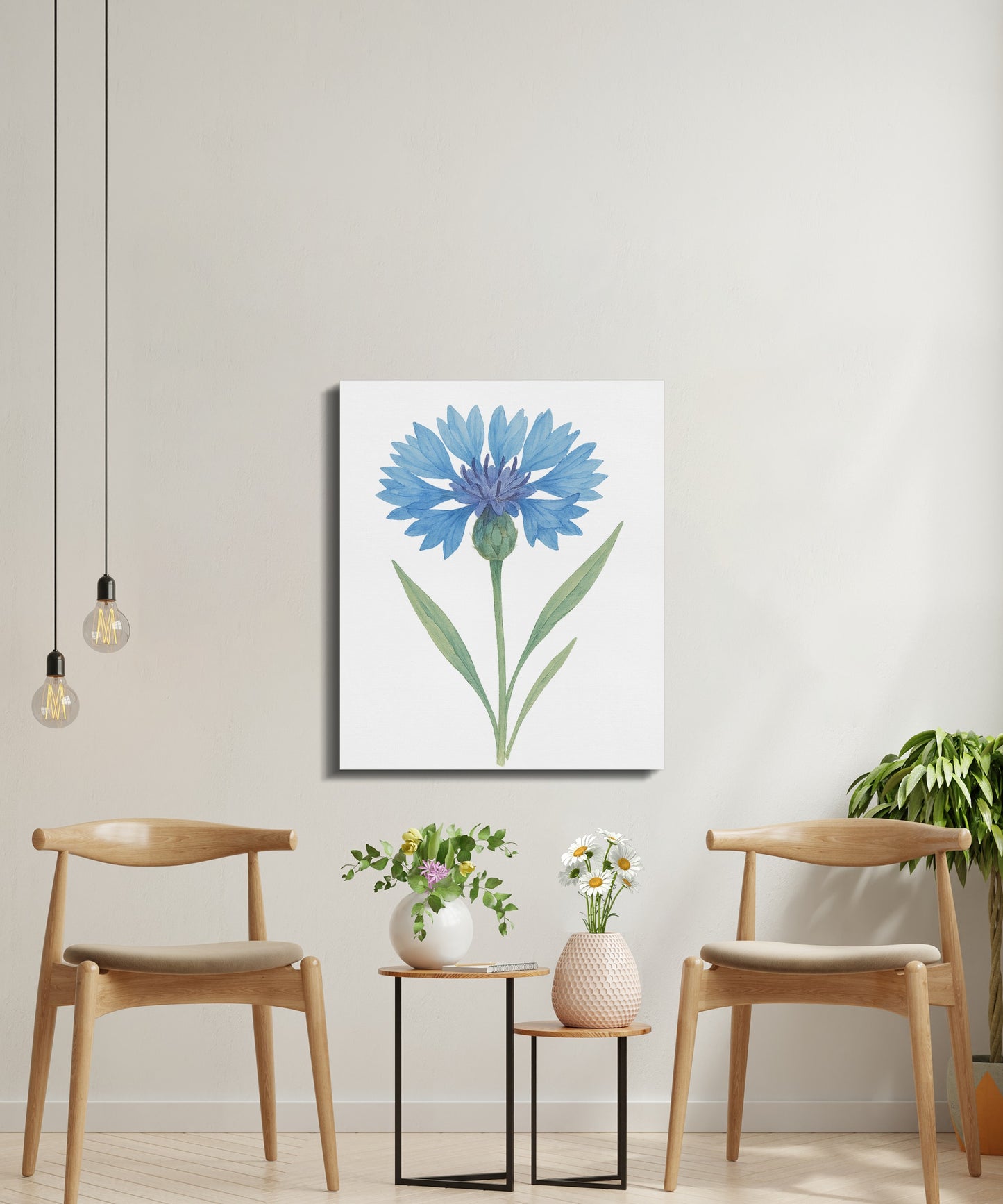 Blue Cornflower Minimalist Floral Wall Art Canvas product
