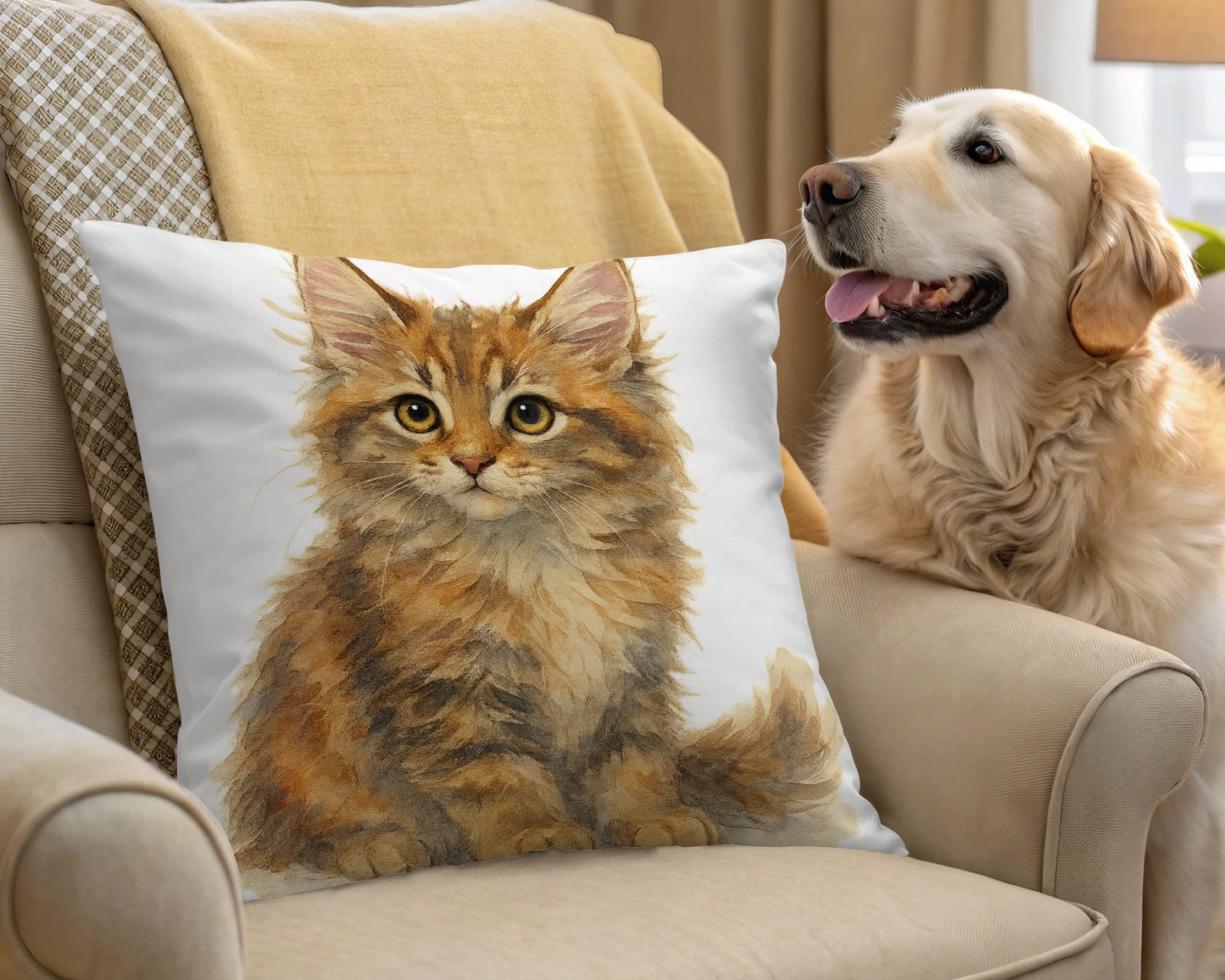 Adorable Kitten Print Throw Pillow Cover Home Decor product type