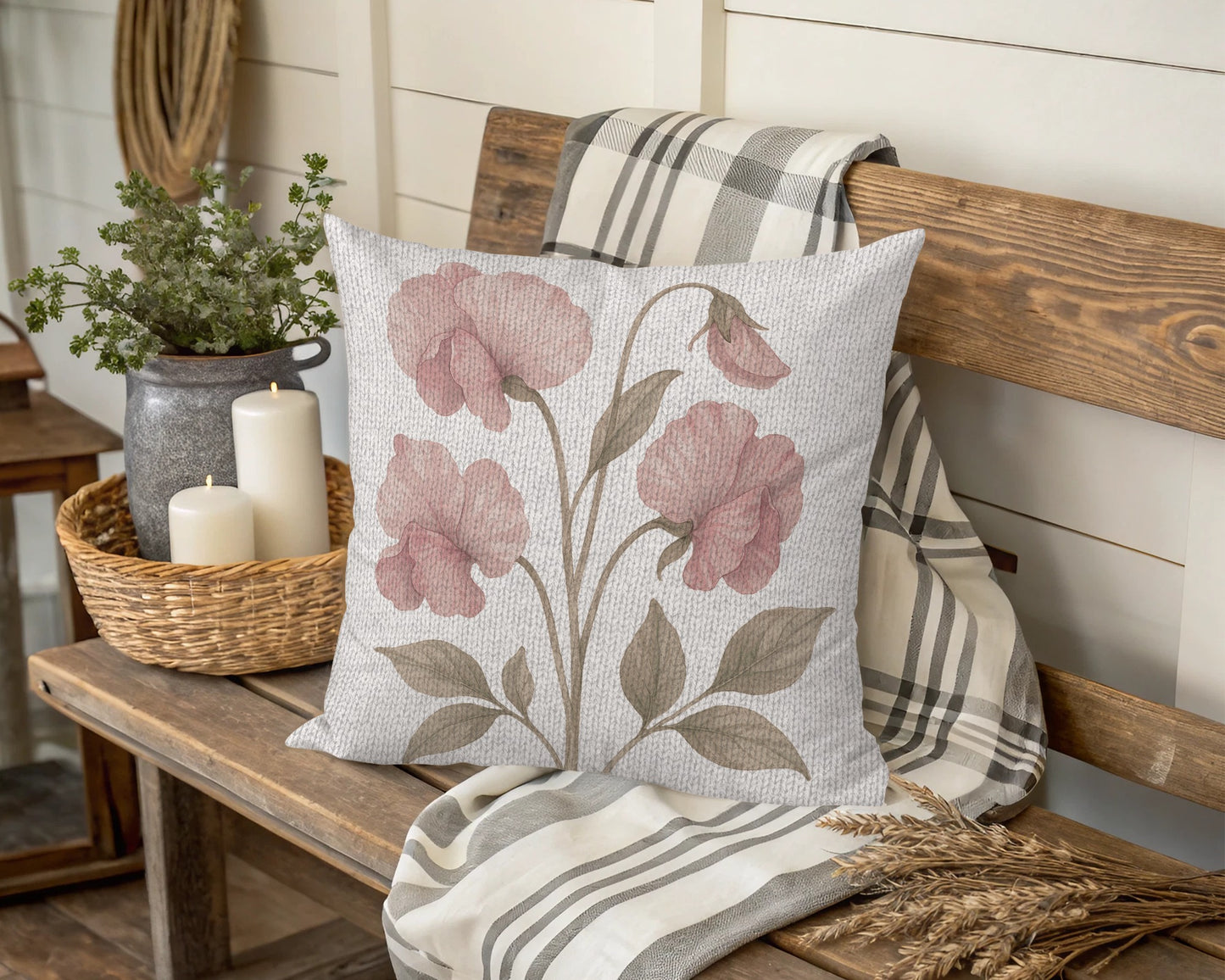 Vintage Botanical Floral Design Throw Pillow product