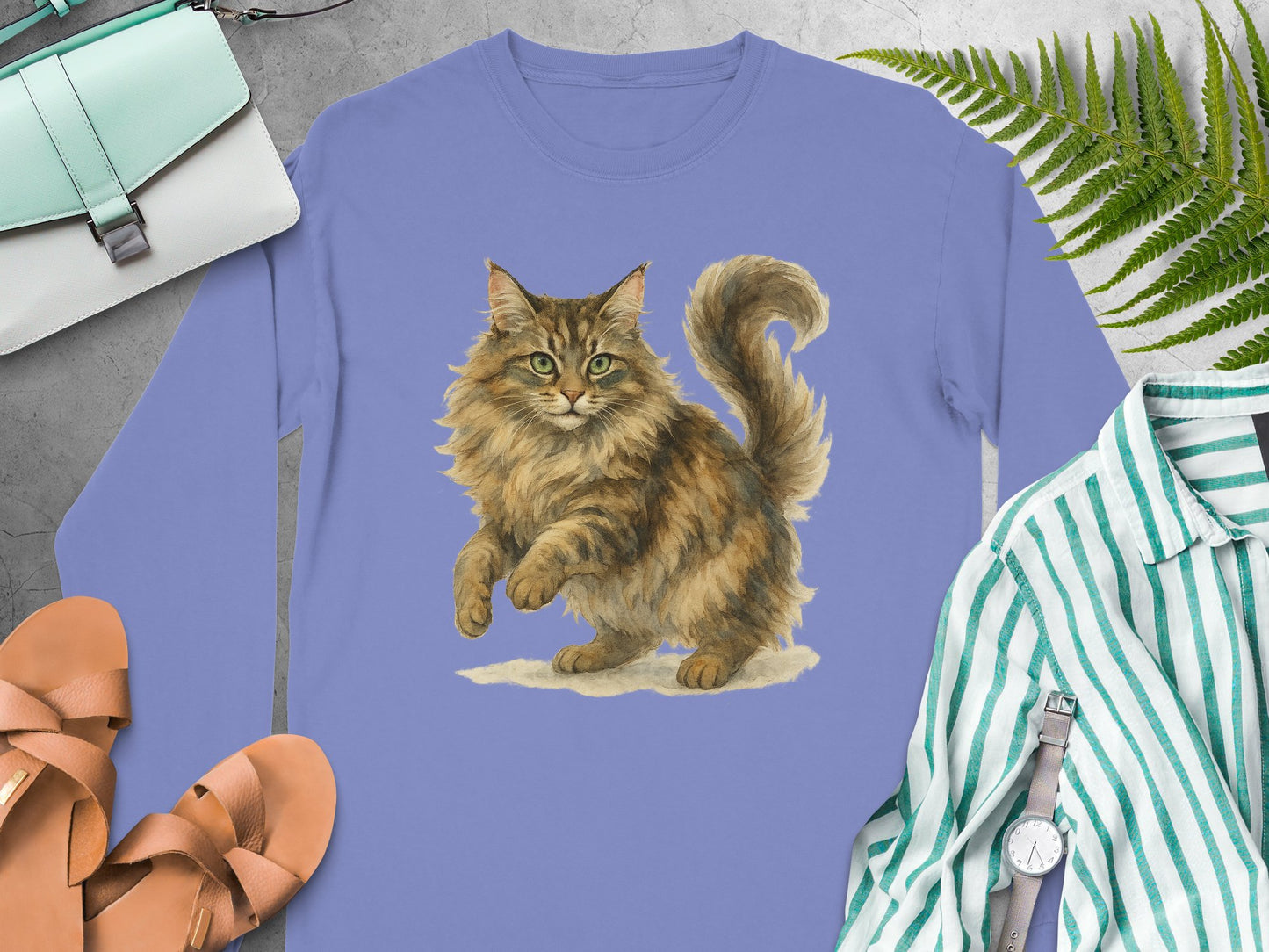 Long Sleeve Shirt with Realistic Fluffy Cat product type