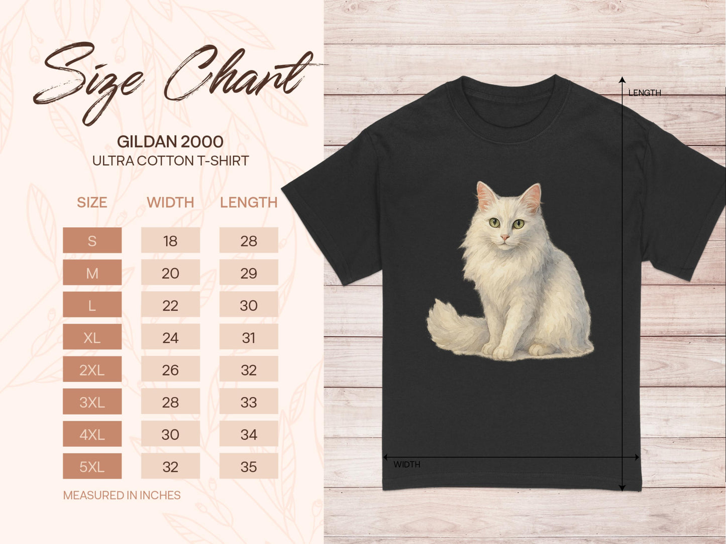 Elegant White Cat Illustration T Shirt Product