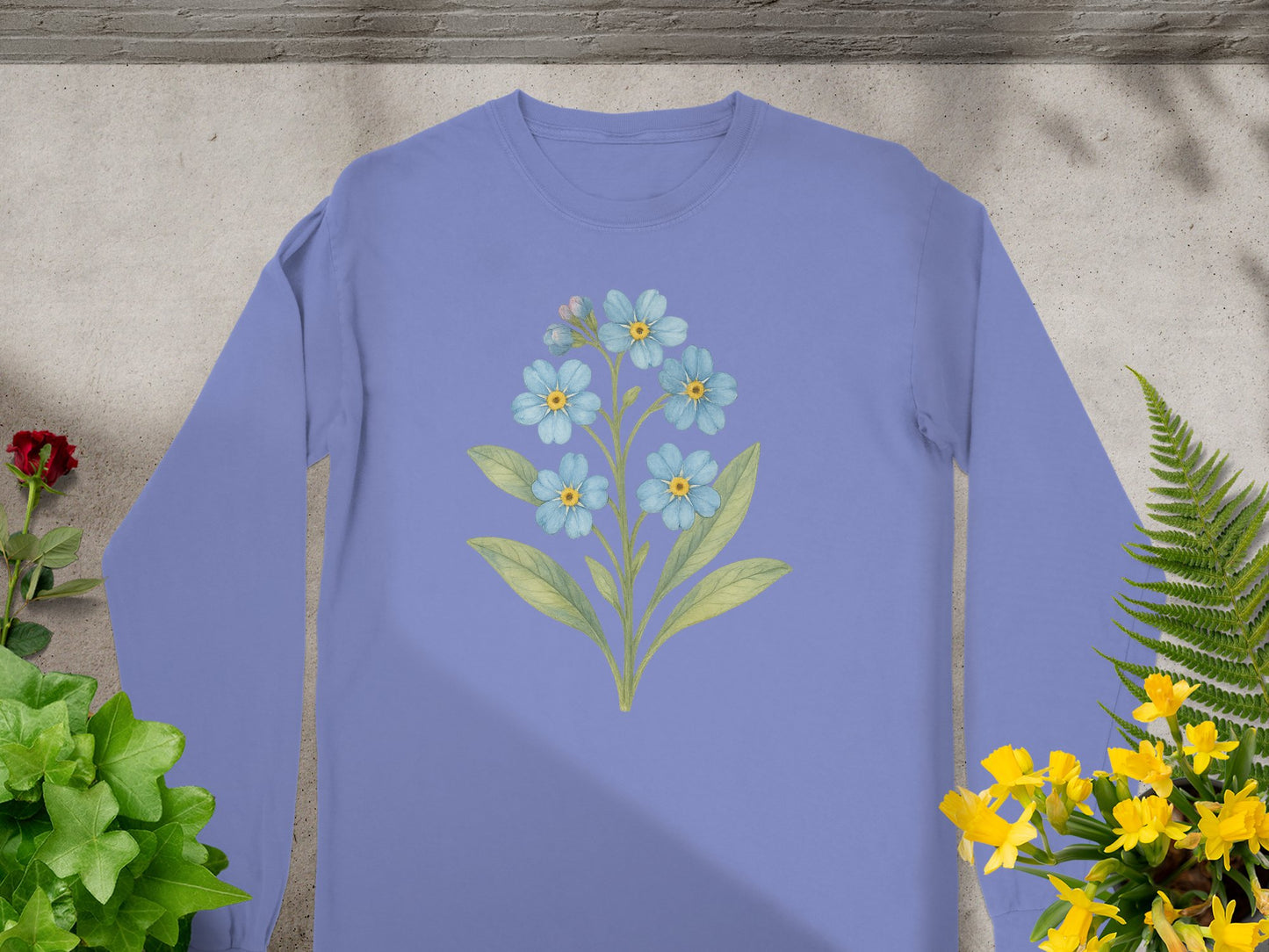 Blue Long Sleeve with Floral Graphic Design product type