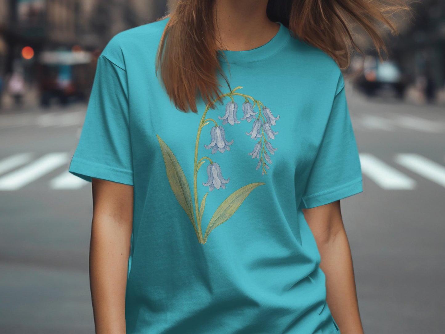 Beautiful Blue T Shirt With Detailed Floral Design product