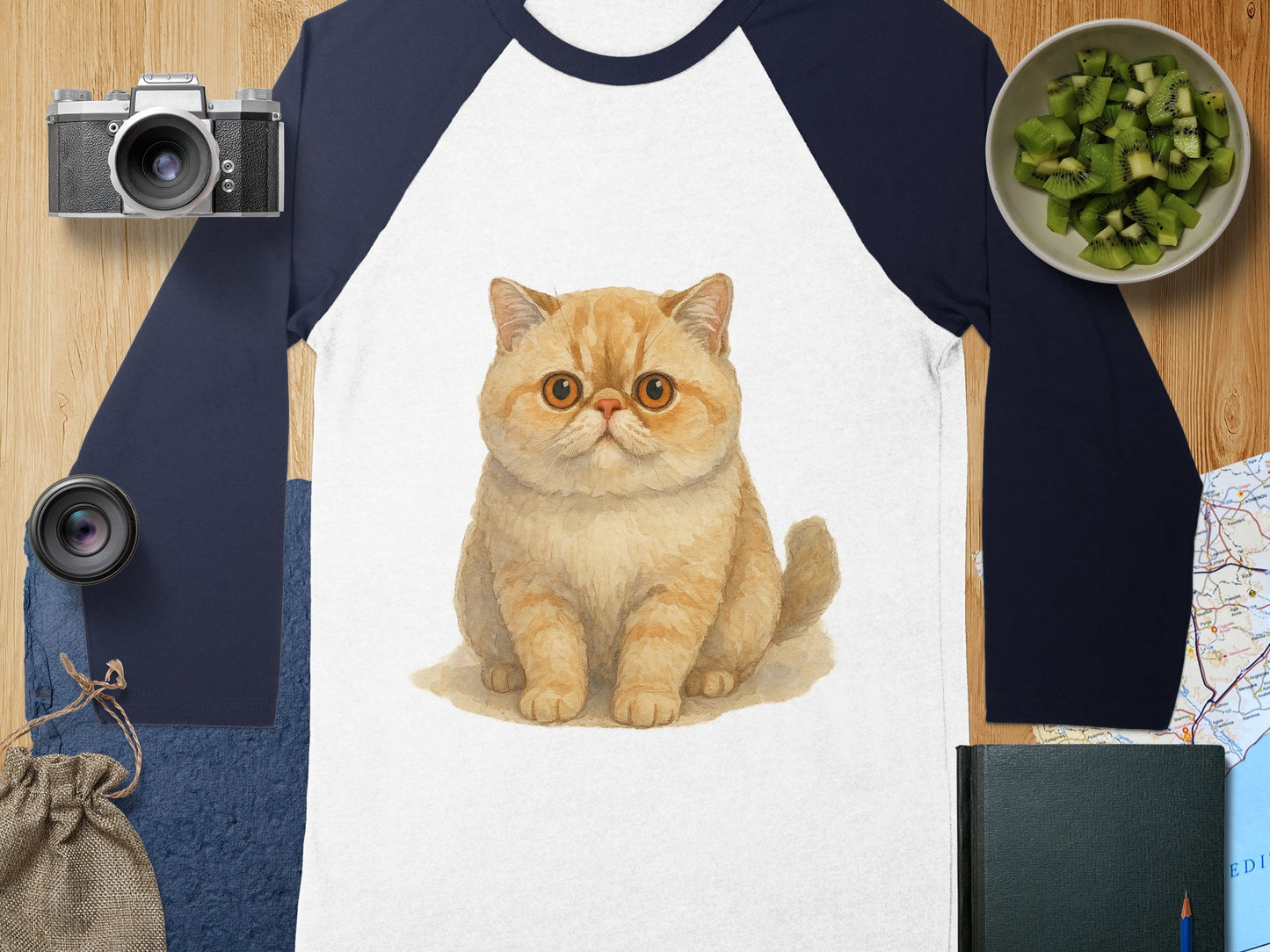 Cute Orange Cat Illustration Printed Shirt product type
