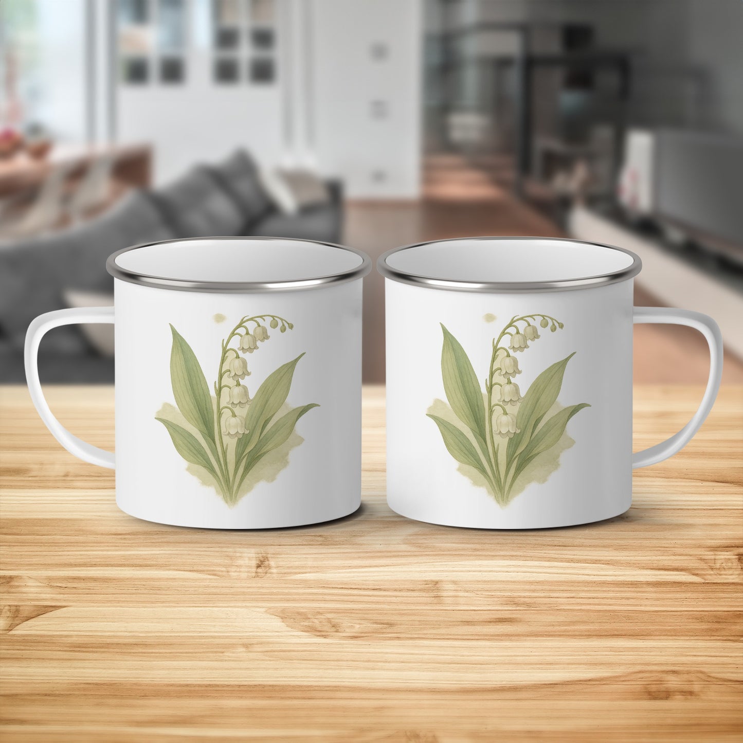 Elegant Vintage Lily of the Valley Enamel Mug product type
