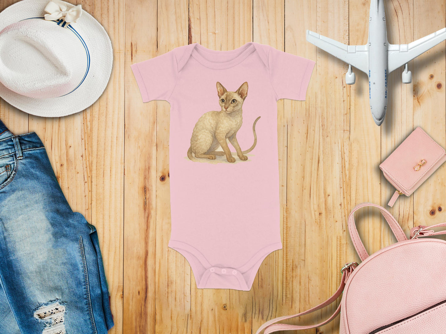 Cute Kitten Printed Baby Pink One-Piece Product