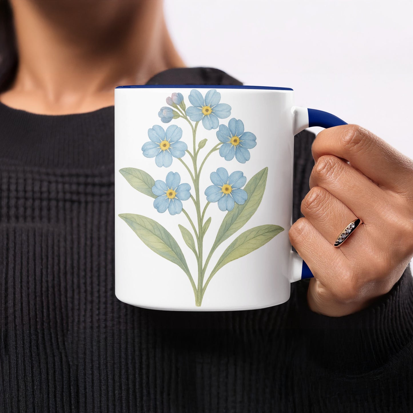 Beautiful Floral Design White and Blue Coffee Mug product