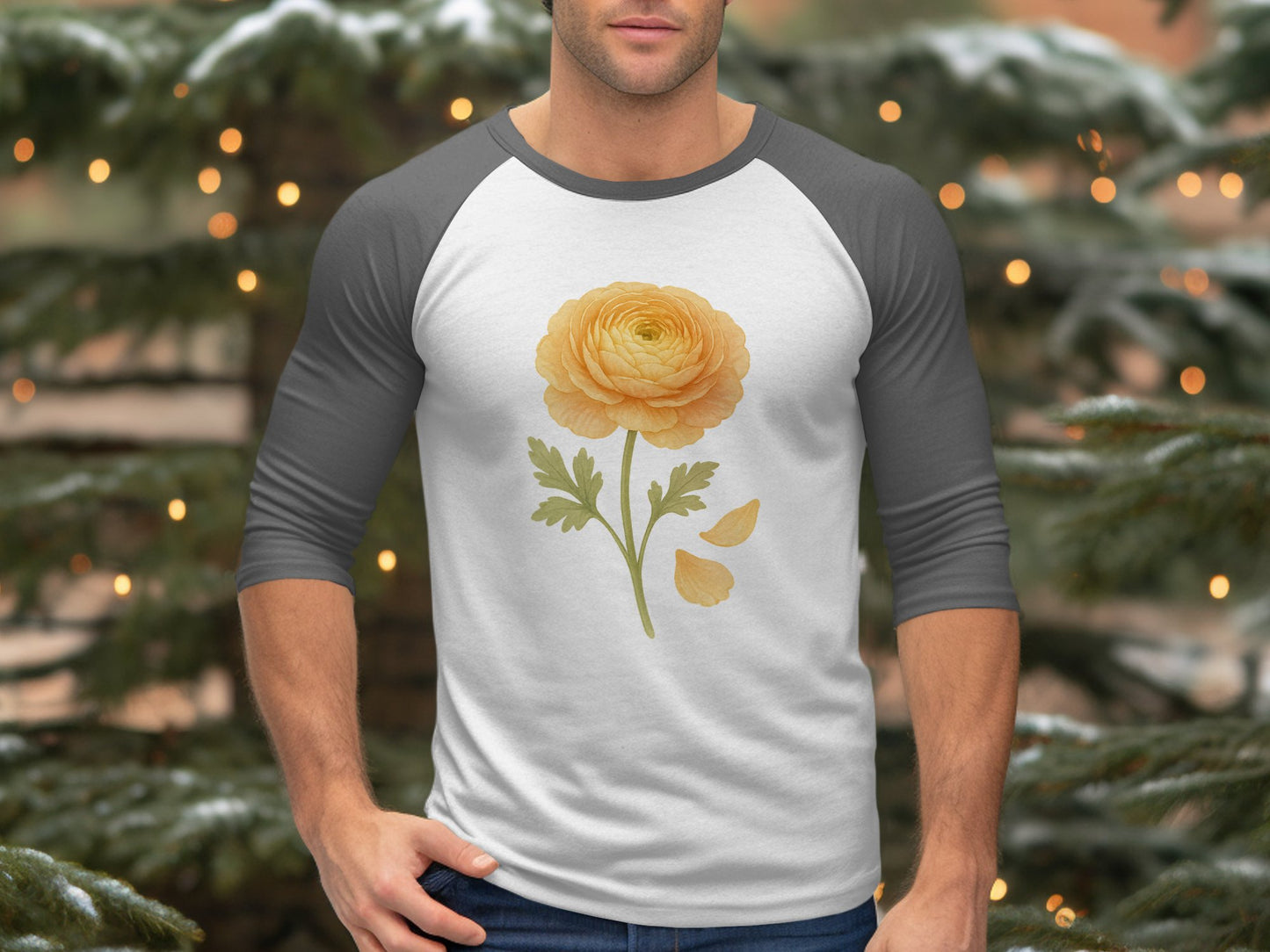 Yellow Flower Design Baseball Raglan product
