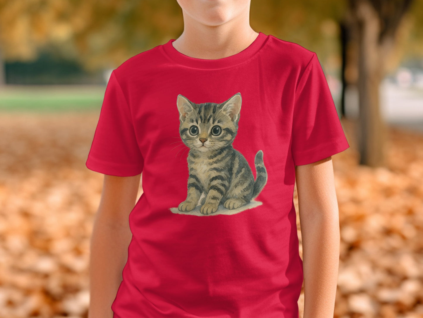 Cute Kitten Design on Red Shirt for Kids T-shirt product