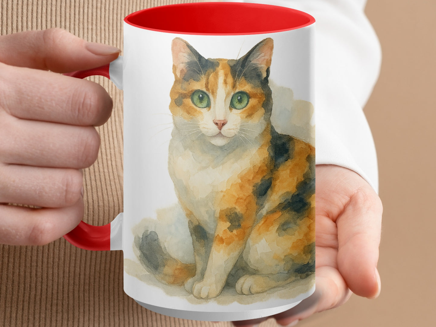 Adorable Calico Cat Design Coffee Mug product