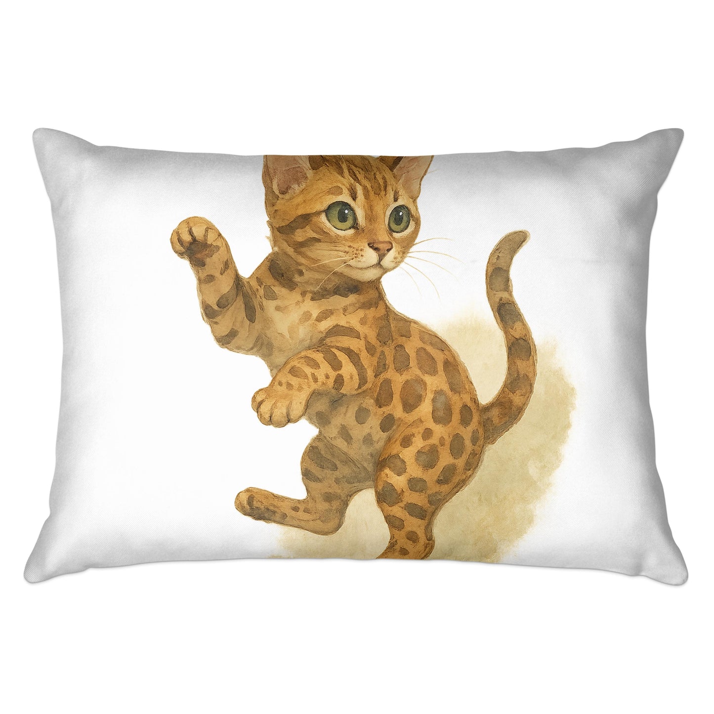 Adorable playful kitten illustration on pillow product